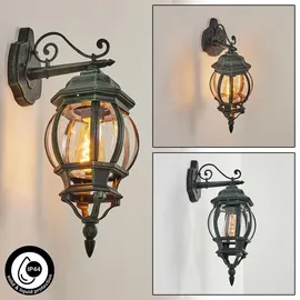 hofstein Außenleuchte Metall/Glas IP44 mit E27 schwarz/grün ohne Leuchtmittel