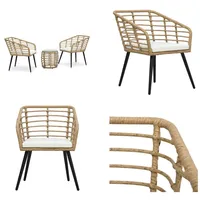 vidaXL 3 tlg. Bistro Set Poly Rattan Eiche - Bistro-Set - Bistro-Sets - Gartenmöbel-Set - Gartenmöbel-Sets - Braun