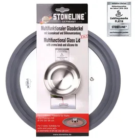 STONELINE Universal Glasdeckel, mit Silikonrand, ø Aromaknauf für einen Durchmesser von 16/18/20 cm