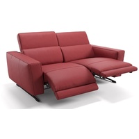 Sofanella 2-Sitzer Leder Alesso, Relaxsofa, Designsofa, Designer Couch, Italienisches Sofa, 2er Sofa rot