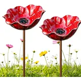 2/3 Stück Vogeltränke Blume, Metall Blumen Gartenstecker Vogeltränke, Dekorative Bienentränke für den Garten, Insektentränke Garten für Vögel, Bienen, Schmetterlinge (2 Stück-F)