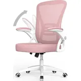 naspaluro Bürostuhl – Ergonomischer Sitz – Sessel mit 90° klappbarer Armlehne – Lordosenstütze – höhenverstellbar - Rosa