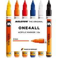 Molotow One4All 127HS 2mm Acrylmarker Basic-Set 1 Acrylstifte farbsortiert 2,0 mm, 6 St.