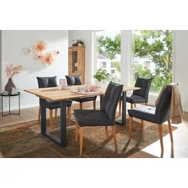 g+k möbelvertriebs Ausziehtisch 200(250)x100cm "Tirana" Wildeiche & Metall schwarz - Schwarz