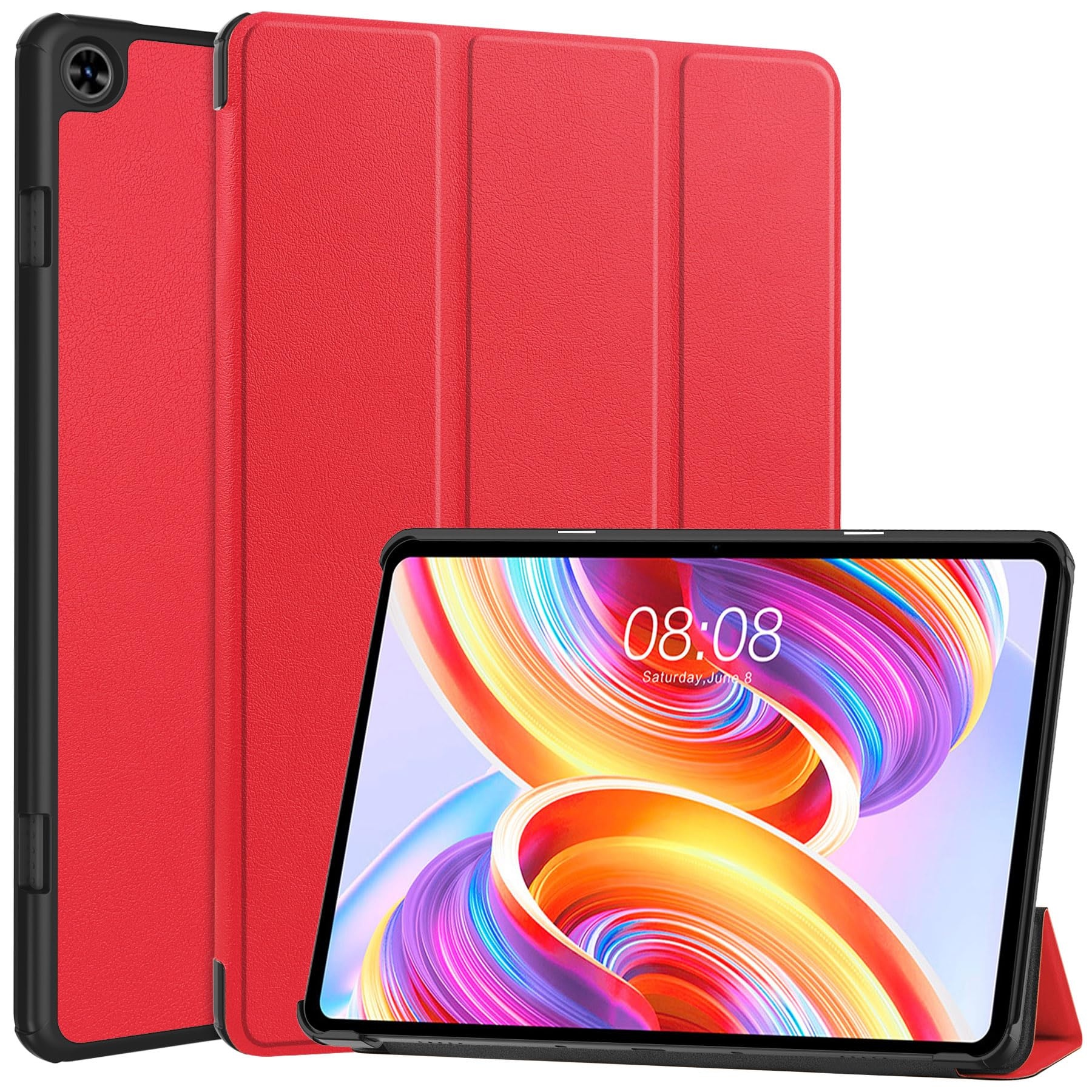 Trifold Case for Teclast T50 11 Inch Tablet (2023) - Folio Flip Slim Fit Premium Solid Color PU Leather Hard Back Stand Cover with Smart Auto Sleep/Wake Feature for TECLAST T50, Red