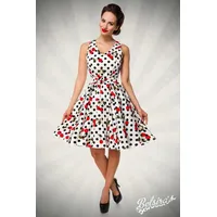 BELSIRA Sommerkleid Retro Kleid Cherry mit Kirschen Cocktailkleid Rockabilly Kleid rot|schwarz|weiß XL