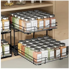 ZDDLOINP Gewürzregal Ausziehbar 2 Etagen 0 x 0 x 0 cm Schwarz