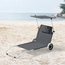 [en.casa] Lazkano Sonnenliege 150 x 62 x 60 cm Dunkelgrau