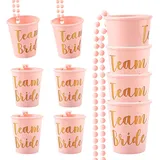 10 Stück Schnapsgläser mit Kette zum umhängen, Bride to Be Becher und Team Braut Halskette für Jga Frauen, Bachelorette Party, Junggesellenabschied, Hen Party, Hochzeit, Brautparty Dekoration