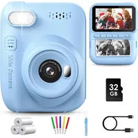 GREENKINDER Sofortbildkamera Kinder,14MP 3.0 Zoll Bildschirm Kinderkamera Sofortbildkamera mit 32G Karte,1080P Kamera Kinder Sofortdruck,Geburtstagsgeschenk Spielzeug für Jungen und Mädchen 3-12 Jahre