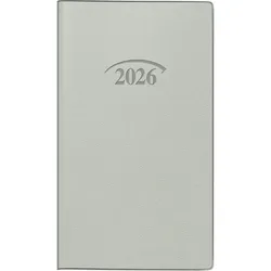 Brunnen Taschenkalender 751 8,7x15,3cm 1 Monat/2 Seiten Kunststoffeinband silberfarben 2026