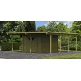 Karibu Doppelcarport Eco 5,27 x 5,76 m grün inkl. Abstellraum
