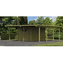 Karibu Doppelcarport Eco 5,27 x 5,76 m grün inkl. Abstellraum