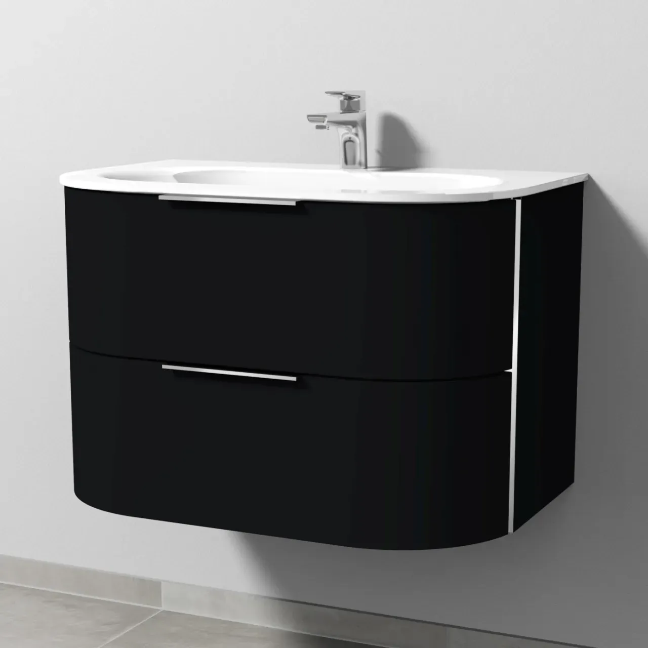 Sanipa 4balance Glas-Set mit 2 Auszügen, Schwarz-Matt, DG20208 DG20208