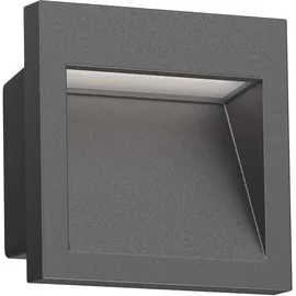 ledscom.de LED Wandeinbauleuchte NOLA, Downlight für außen, IP54, anthrazit matt, 90 x 90mm, kaltweiß