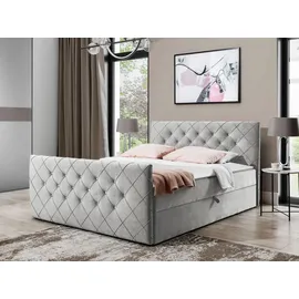 Mirjan24 Boxbett, Grau, Holz, 140x200 cm, Schlafzimmer, Betten, Boxspringbetten