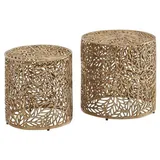 Wohnling Mid.you Satztisch Gold, Metall, 2-teilig, rund, 42x41x41 cm