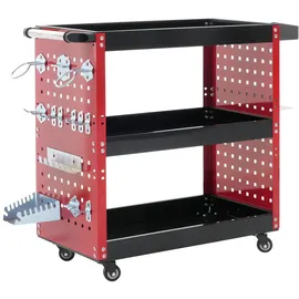Mendler Werkstattwagen Stahl 73x90x35cm rot 3 Ladeflächen