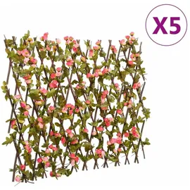 vidaXL Rankgitter mit Künstlichem Efeu 180 x 60 cm rosa 5 St.