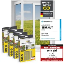 EasyMaxx Fliegengitter mit Magic Click 130 x 150 cm schwarz 4 St.