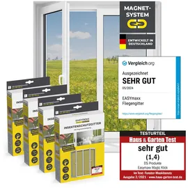 EasyMaxx Fliegengitter mit Magic Click 130 x 150 cm schwarz 4 St.