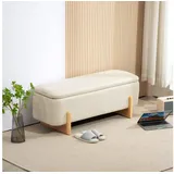 Homcom Polsterbank Leinenoptik Cremeweiß 111 x 44 x 44,5 cm
