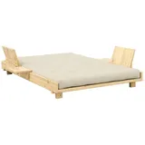 Karup Design - Social Bett 140 x 200 cm, komplett -Set, beige / Kiefer klar