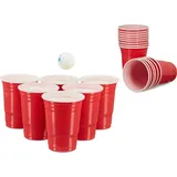 Relaxdays Plastikbecher 0,473 l Rot 100 St.