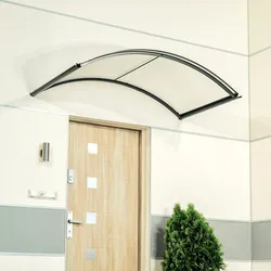 Vordach Stuttgart, Zugstangenvordach, Aluminium, Glas, Anthrazit, mit integrierter Regenrinne, individuell konfigurierbar