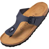 Palado Zehentrenner Damen Kos Matt – gefertigt in Spanien – weiche Veloursleder-Decksohle – mattes Obermaterial für dezente Eleganz Dunkelblau UK4,5 - EU37 - 37 EU