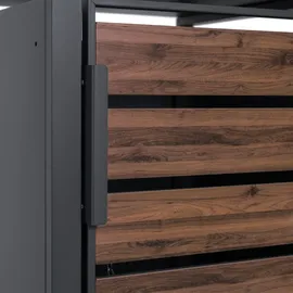 Zelsius Mülltonnenbox mit Pflanzdach 1 Mülltonne, Anthrazit RAL 7016, Tür in dunkelbrauner Holzoptik