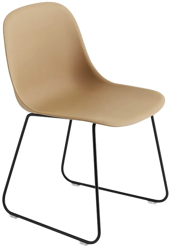 Muuto Fiber Side Chair, sled base, ochre / schwarz