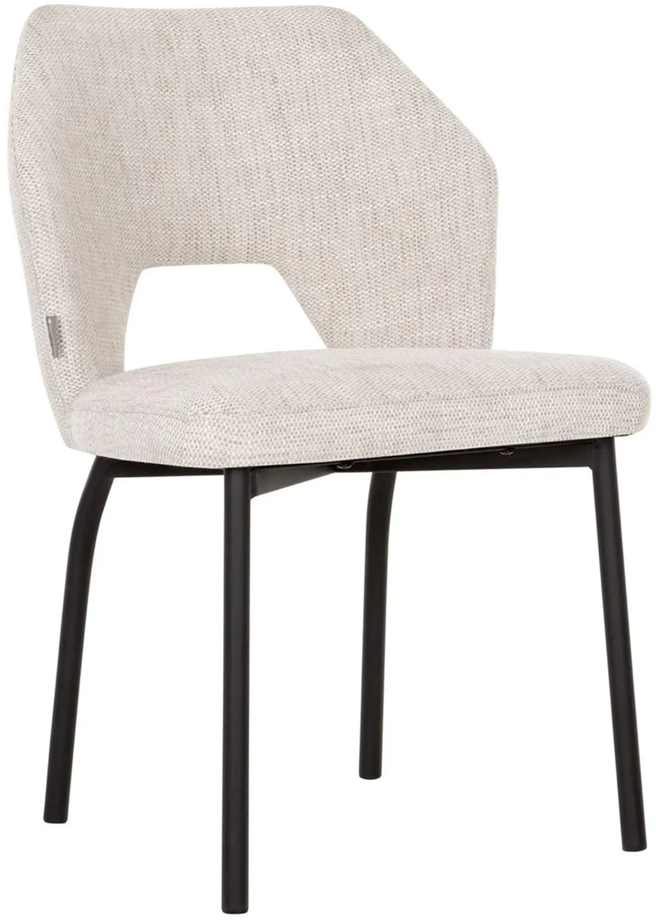Esszimmerstuhl Bloom, Stoffbezug modern, gepolstert, Natur, Metallgestell schwarz