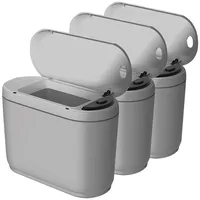 infactory Edelstahl-Mülleimer: 3er-Set Design-Abfalleimer mit Hand-Bewegungs-Sensor, je 2 l, grau (Mülleimer selbstöffnend, Automatik mit Sensor)