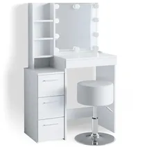 Vicco Schminktisch Frisiertisch Schminkkommode Meryl + LED-Beleuchtung + Hocker