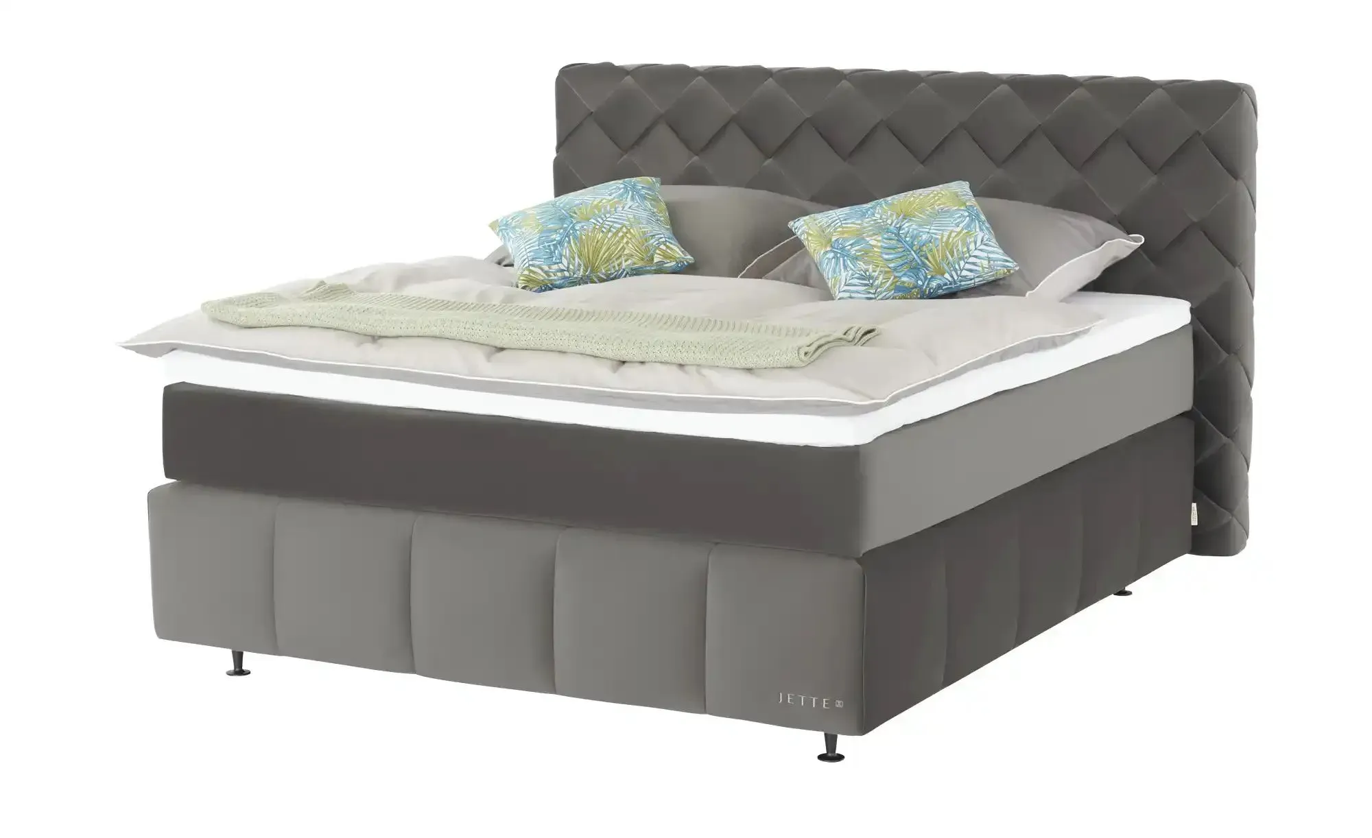 Jette Home Boxspringbett  Braid , grau , Maße (cm): B: 182 H: 123