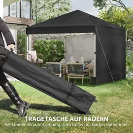 Outsunny Faltpavillon 3 x 3 m inkl. 2 Seitenteile Schwarz