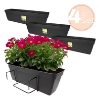 GarPet 4x Blumenkasten Balkongeländer Balkon Blumenkasten Balkonkasten mit Halterung