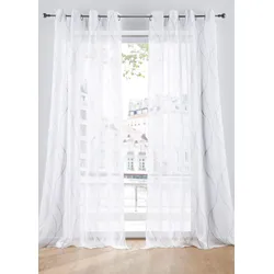 bonprix Gardine mit Wellen Druck mit recyceltem Polyester (1er Pack), weiß, 245x144 cm