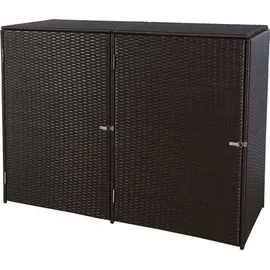 Mendler 2er-Mülltonnenverkleidung HWC-E25, Mülltonnenbox Mülltonnenabdeckung, Poly-Rattan 2x120l ~ braun