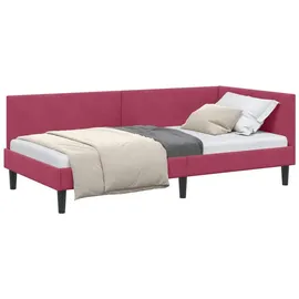 vidaXL Eckbettgestell Weinrot 90 x 190 cm Stoff 42016220