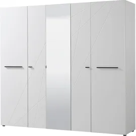 INOSIGN Kleiderschrank "Ksanti", weiß, B:223,5cm H:206cm T:55,5cm, Glas, MDF, Spanplatte, Schränke, Kleiderschrank, hochglänzende Front, mit Spiegel