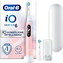 Oral-B Oral-B Elektrische Zahnbürste »iO Series 6«, 2 St. Aufsteckbürsten, Magnet-Technologie, Display & Reiseetui, 62670648-0 Pink Sand