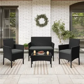 Yaheetech Gartenmöbel Set 4-tlg. Schwarz/Grau