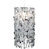 ETC Shop Hängelampe Hängeleuchte Kinderlampe Pendelleuchte Kinderzimmerleuchte, Metall silber Dekorbehang, 1x E27 Fassung, Dxh 27x152cm
