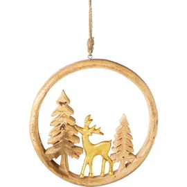 creativ home Dekohänger CREATIV HOME "Ringhänger", gold, T:2,5cm Ø:25cm, Dekohänger, mit Weihnachtsmotiv