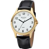 REGENT Herren Uhr 1103482 Leder Quarz Armbanduhr schwarz D2UR1103482 - Schwarz