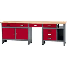 KÜPPER Werkbank 6 Schubladen 2 Türen Sitzraum 84 x 240 x 60 cm Dunkelrot