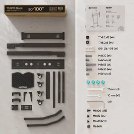 ONKRON TV Ständer rollbar für 50-100 Zoll bis 120 kg, neigbar, Schwarz TS1991-B