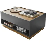 furn.design Couchtisch in grau matt und Wotan Eiche Wohnzimmertisch 90 x 60 cm